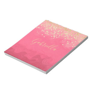 Bloco De Notas Personalizado Bonito a rosa com Dourado