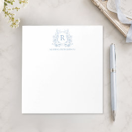 Bloco de Notas Personalizado com Brasão Floral Azu