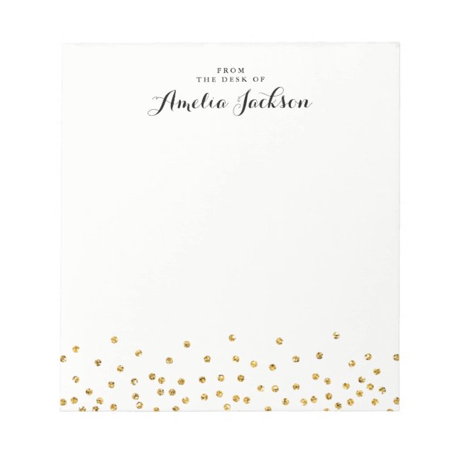 Bloco de Notas Personalizado com Confete Dourado P (Frente)