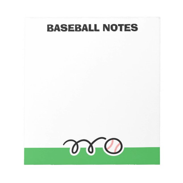 Bloco de notas personalizado com design de beisebo (Frente)