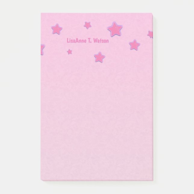 Bloco De Notas Personalizado com Estrelas Rosa de Nome a Rosa a R (Frente)