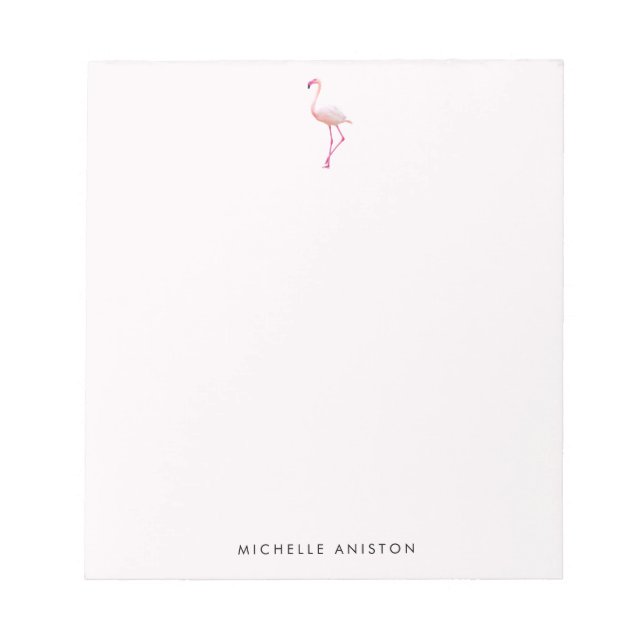 Bloco De Notas Personalizado com Flamingo Branco Elegante (Frente)