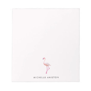 Bloco De Notas Personalizado com Flamingo Branco Elegante