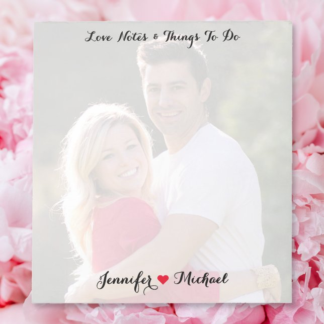 Bloco de Notas Personalizado com Foto de Casal Amo (Custom Couple Photo Love Notes To Do List Notepad)
