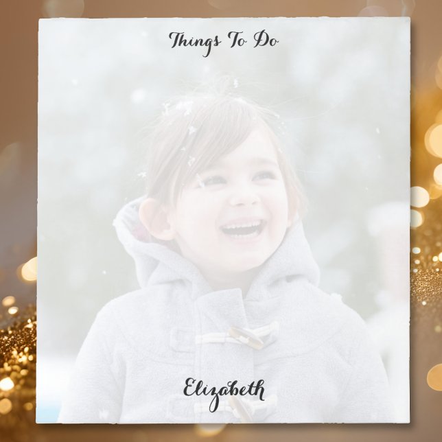 Bloco de Notas Personalizado com Foto e Monograma  (Custom Photo Monogrammed Things To Do List Notepad)