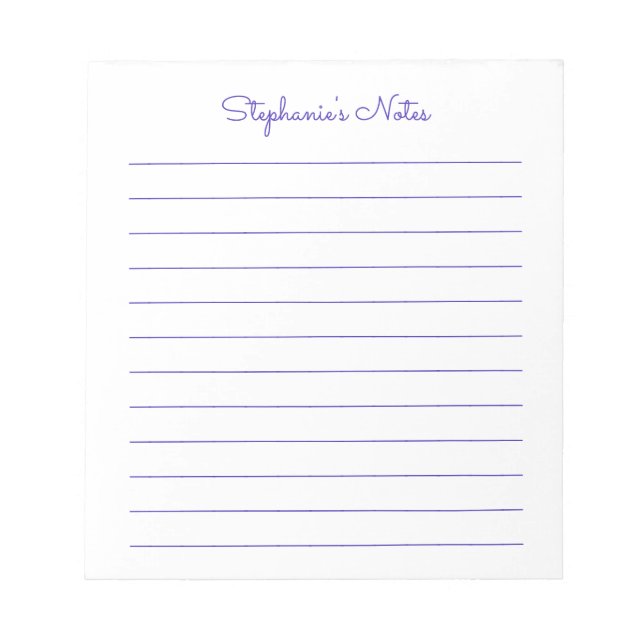 Bloco de Notas Personalizado com Linhas Roxas Simp (Frente)