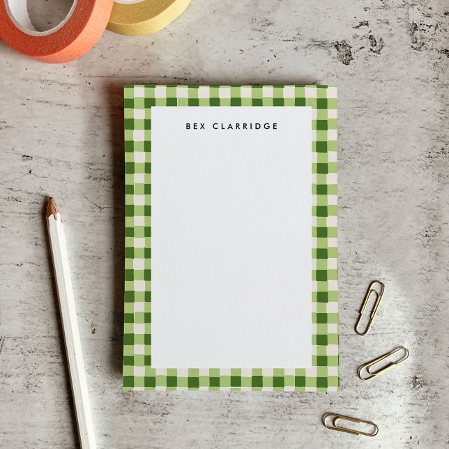 Bloco De Notas Personalizado com Xadrez Verde (Green Checkered Personalized Post-it Notes)