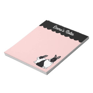 Bloco de notas personalizado, cor-de-rosa e preto,