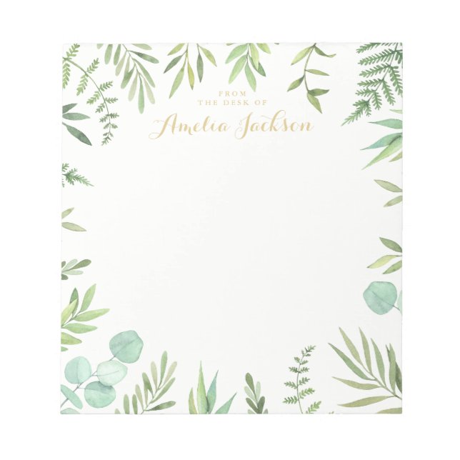 Bloco de Notas Personalizado Coroa de Folhas Verde (Frente)