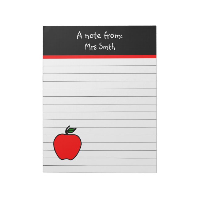Bloco de Notas Personalizado da Escola da Maçã do  (Invertido)