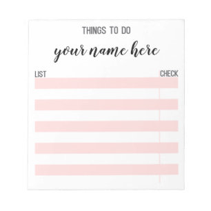 Bloco de notas personalizado da lista de