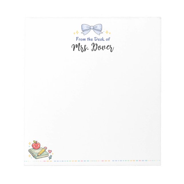 Bloco de Notas Personalizado da Mesa da Professora (Frente)