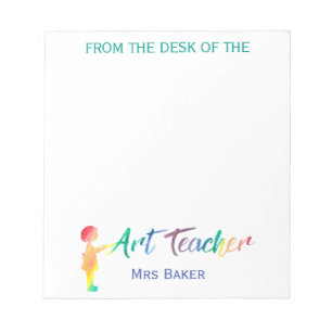 Bloco De Notas Personalizado da Mesa do Professor de Arte Colorid