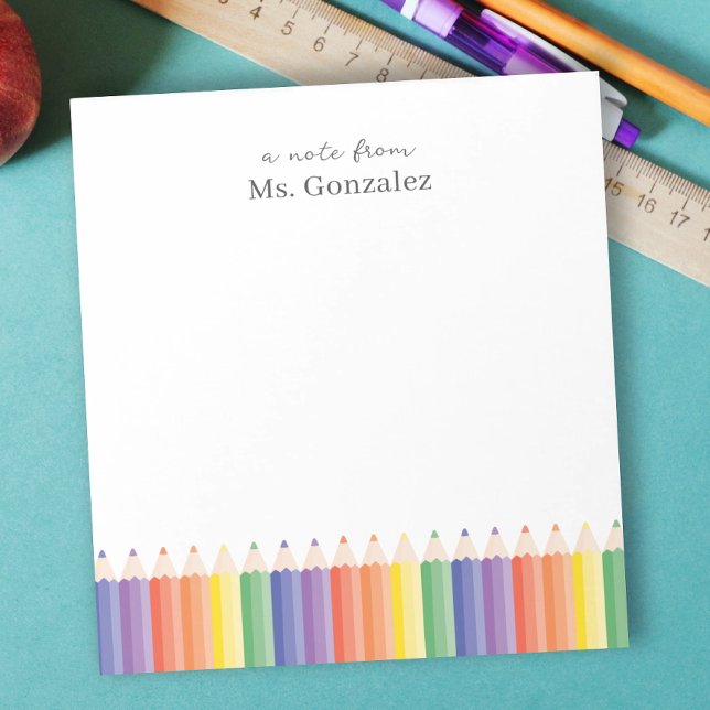 Bloco de Notas Personalizado da Professora Arco-Ír (Personalize this useful gift for teachers, as Christmas gift or as a Teacher appreciation gift.)