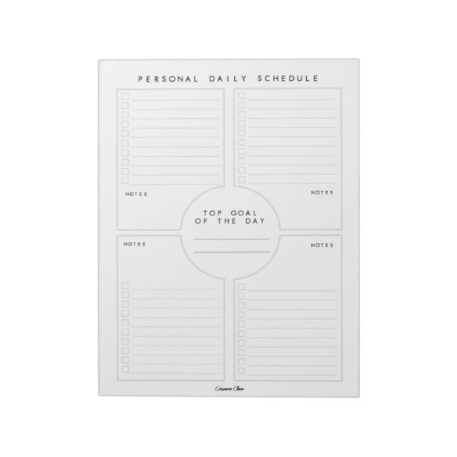 Bloco de Notas Personalizado de Agenda Diária (Invertido)