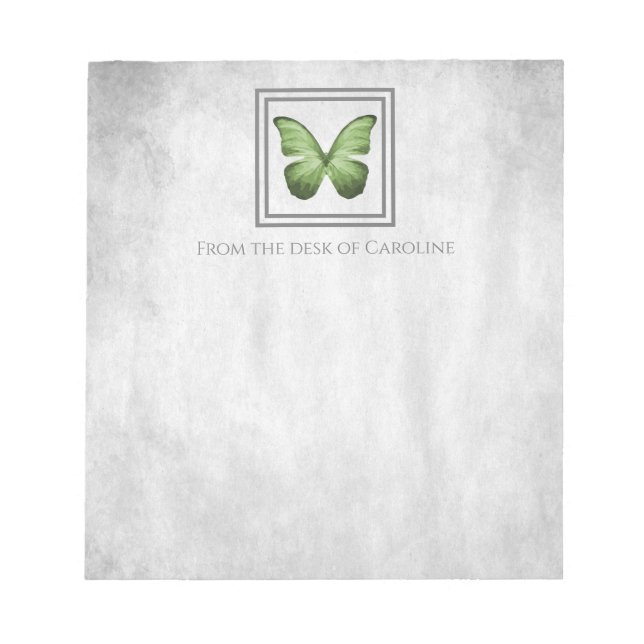 Bloco de Notas Personalizado de Borboleta Verde (Frente)
