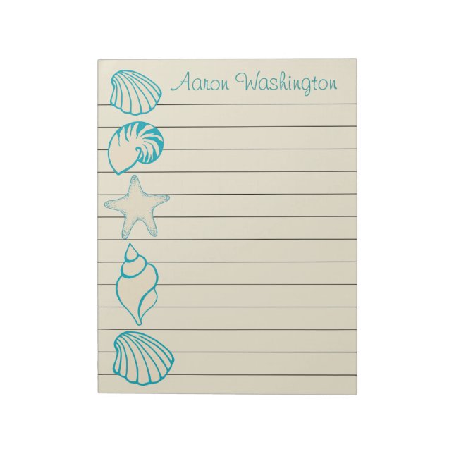Bloco de Notas Personalizado de Conchas de Praia (Invertido)