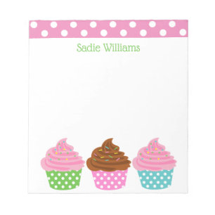 Bloco de notas personalizado de Cupcakes de Bolinh