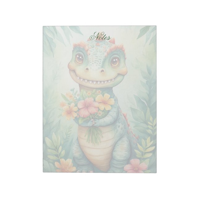 Bloco de Notas Personalizado de Dinossauro Fofo (Invertido)