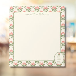 Bloco de Notas Personalizado de Flores para Profes