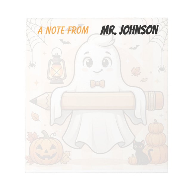 Bloco de Notas Personalizado de Halloween Fantasma (Frente)
