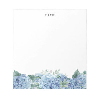 Bloco de Notas Personalizado de Hydrangeas Azuis d