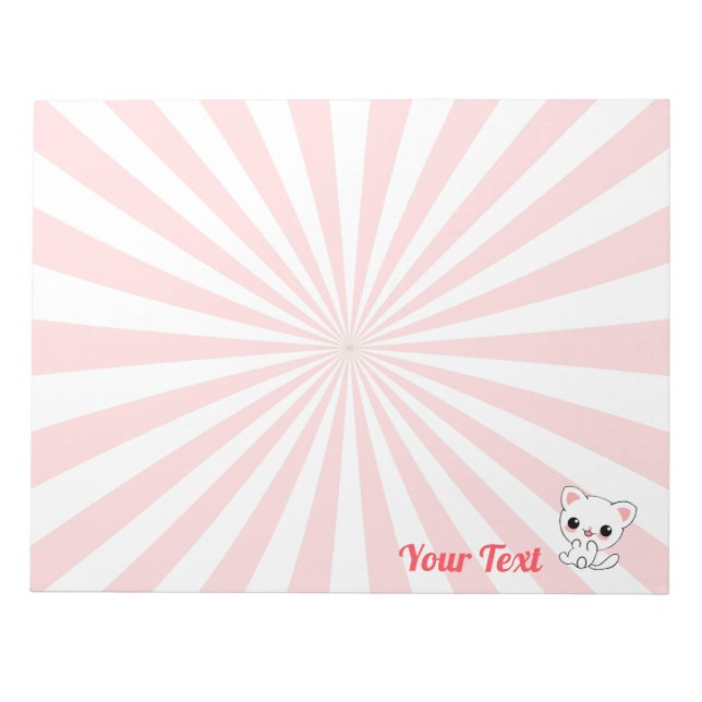 Bloco De Notas Personalizado de Kawaii White Kitten (Frente)