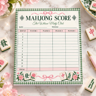 Bloco de Notas Personalizado de Pontuação de Mahjo