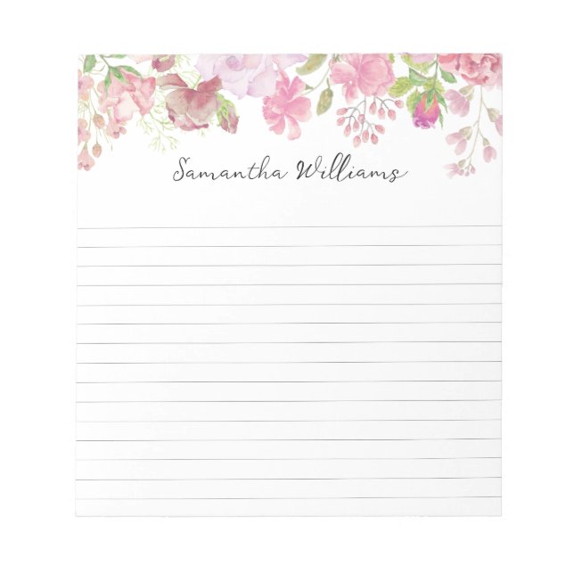 Bloco de notas personalizado de rosa bonito (Frente)