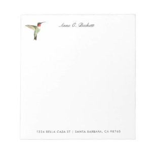 Bloco de notas personalizado do beija-flor-de-garg
