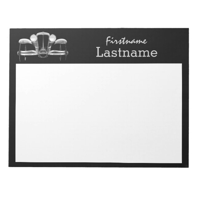 Bloco de notas personalizado do carro vintage (Frente)
