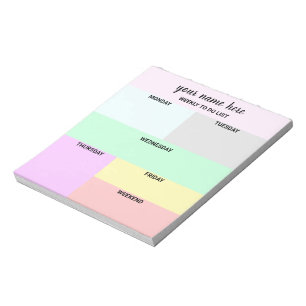 Bloco de Notas Personalizado do Planejador Semanal