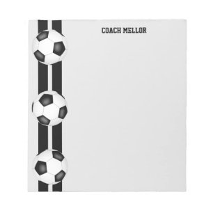 Bloco De Notas personalizado do treinador de futebol branco preto