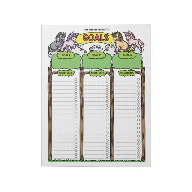 Bloco de Notas Personalizado do Unicorn Goal Plann (Invertido)