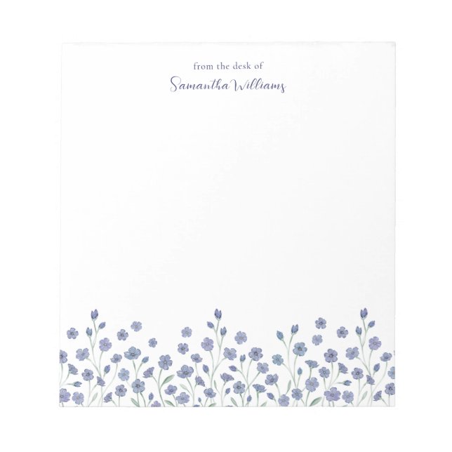Bloco de notas personalizado Elegante Blue Wildflo (Frente)