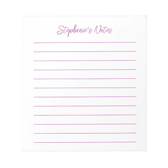 Bloco de Notas Personalizado Elegante Escuro Rosa  (Frente)