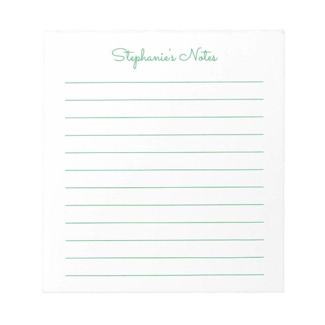 Bloco de notas personalizado, em linha verde, simp (Frente)