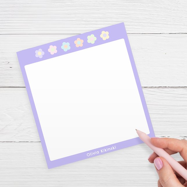 Bloco de Notas Personalizado Flor de Pastel Roxo (Criador carregado)