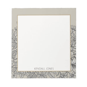 Bloco De Notas Personalizado Flor Silvestre Vintage Elegante
