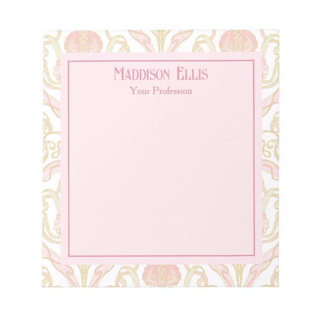 Bloco de Notas Personalizado Floral Arte Nova Rosa (Frente)