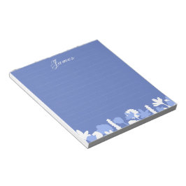 Bloco de Notas Personalizado Floral Branco Azul Mi