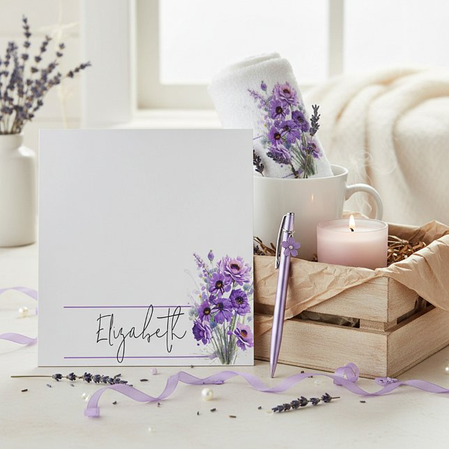 Bloco De Notas Personalizado floral roxo (Criador carregado)