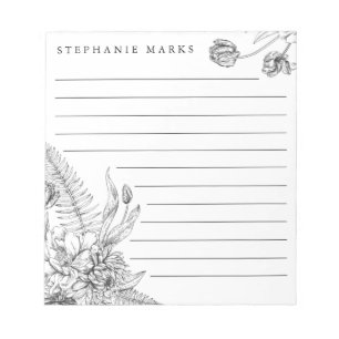 Bloco de notas personalizado floral vinculado
