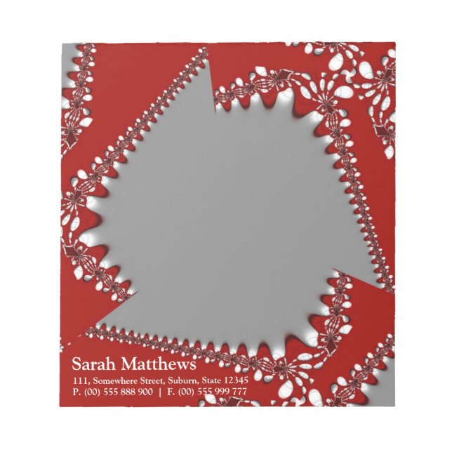 Bloco de Notas Personalizado Fractal Twist Vermelh (Frente)