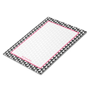 Bloco de Notas Personalizado Houndstooth e Rosa