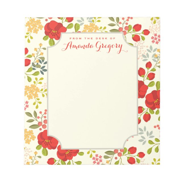 Bloco de Notas Personalizado Jardim Floral Inglês (Frente)