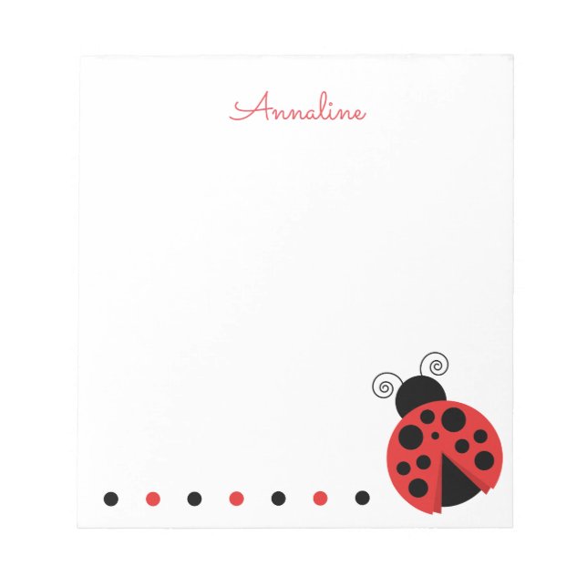 Bloco de Notas Personalizado Ladybug da bolinhas (Frente)