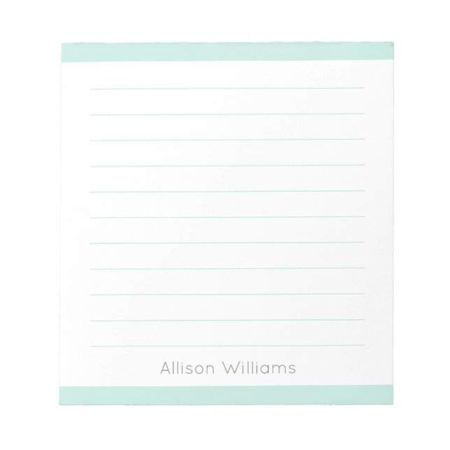 Bloco De Notas Personalizado Limpo Simples Aqua Azul Linhado (Frente)