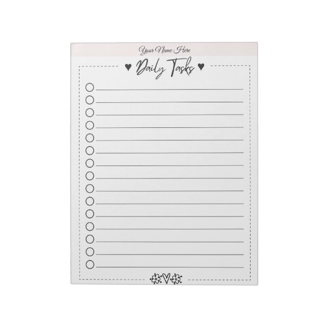 Bloco de Notas Personalizado Lista de Tarefas (Invertido)