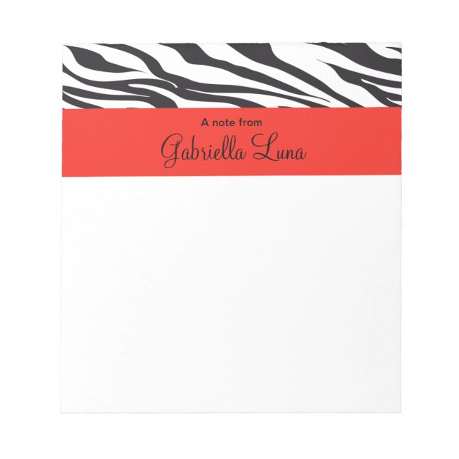 Bloco de Notas Personalizado Listras de Zebra Verm (Frente)